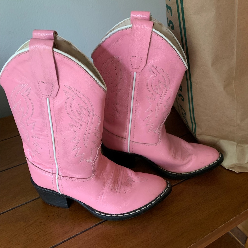 Old West Pink Youth Cowgirl Boots